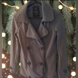 Hollyland Gray Wool-Blend Peacoat with Wide Lapels, S